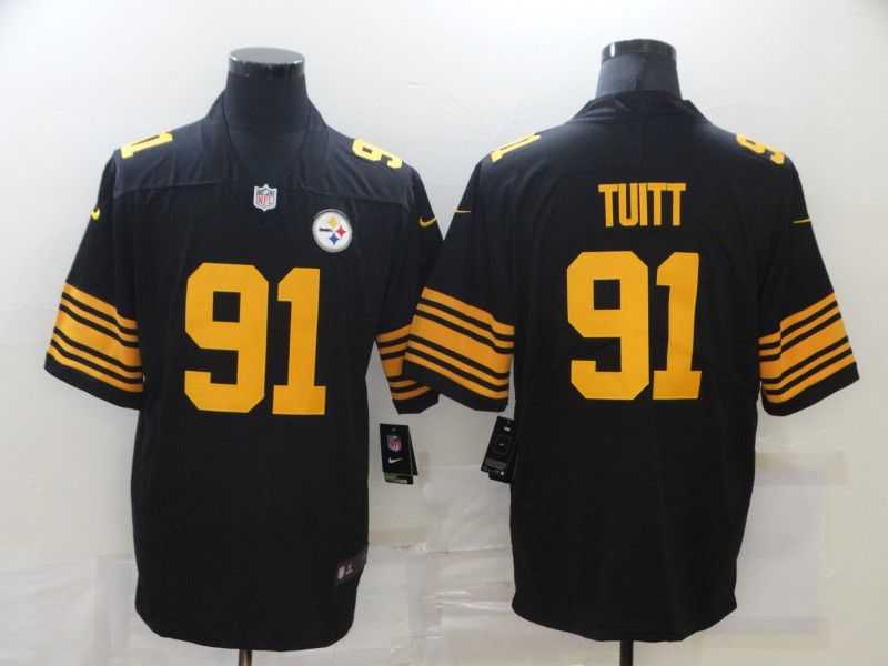 Men Pittsburgh Steelers 91 Tuitt Black yellow Nike Limited Vapor Untouchable NFL Jerseys